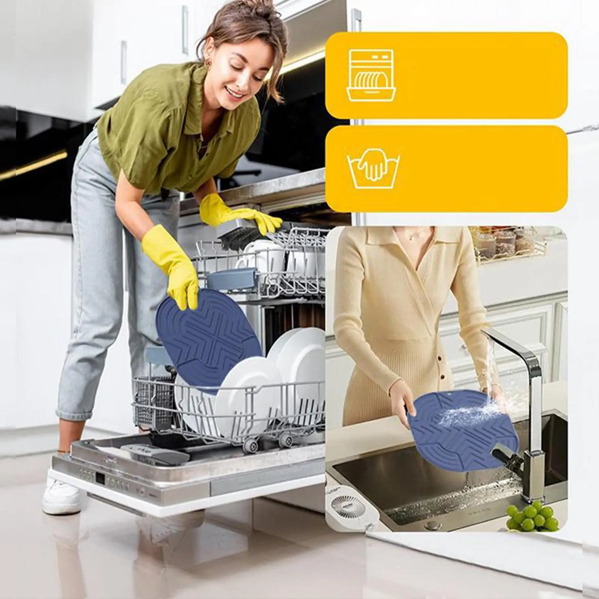 Silicone Air Fryer Mat – Non-Slip Kitchen Counter Protector Silicone Appliance Mat Qme