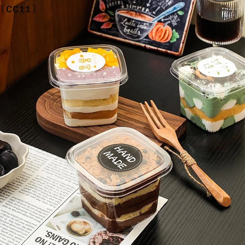 Clear Disposable Mousse Dessert Cups with Lids – 50pcs, 150–380ml Disposable Dessert Cups Qme