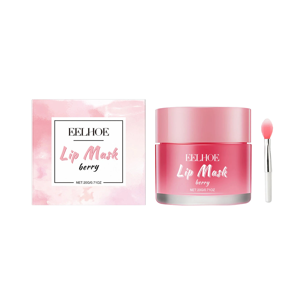 EELHOE Lip Sleeping Mask – Hyaluronic Acid Berry Lip Balm Lip Sleeping Mask Qst 20g and Brush