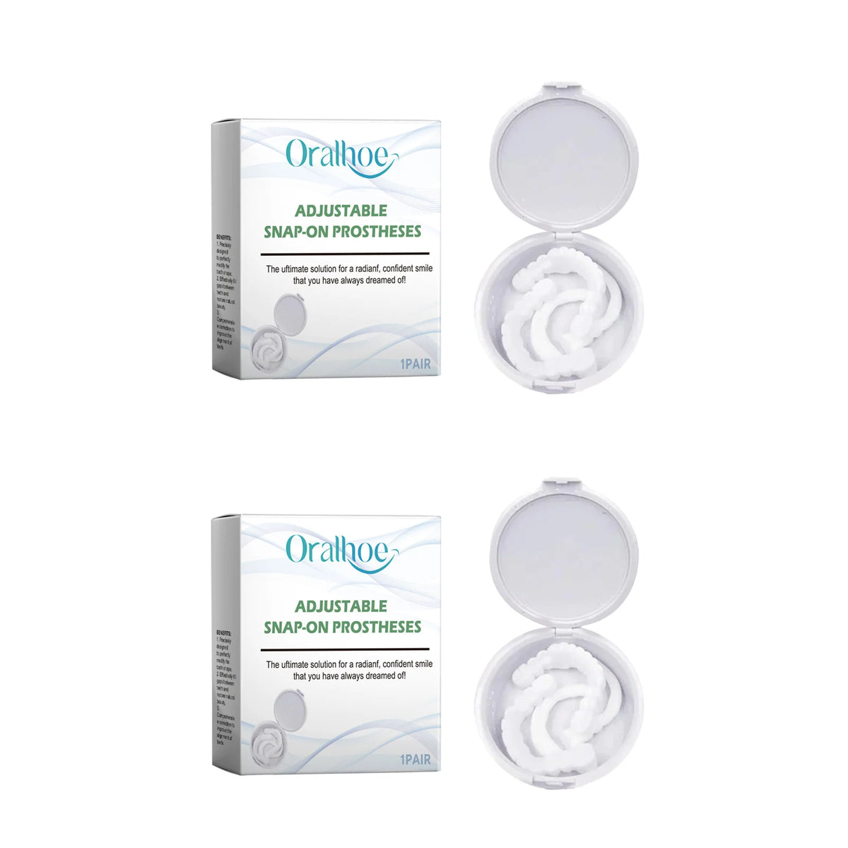 Snap-On Teeth Veneers – Adjustable Cosmetic Smile Set Cosmetic Teeth Veneers Qst 2pairs boxed
