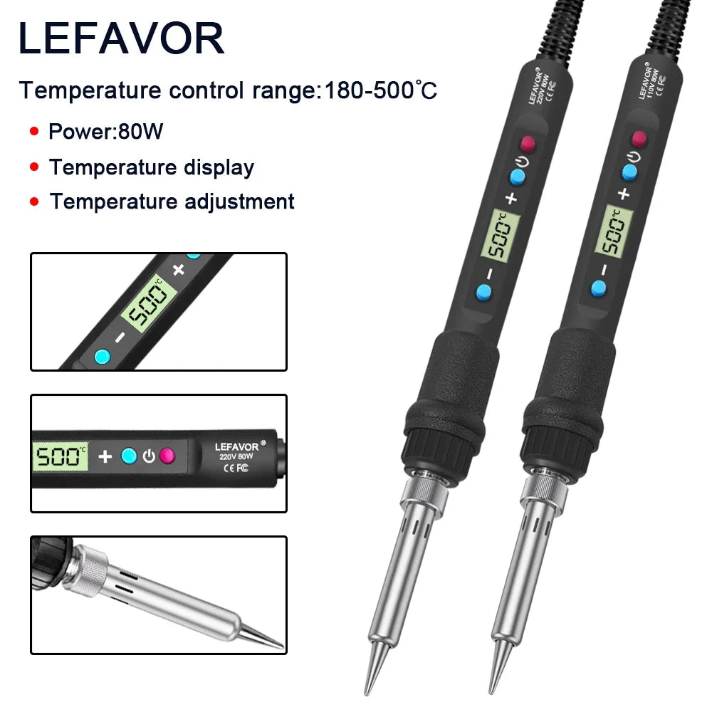 LF 80W Digital Soldering Iron – C/F Temp Display & Calibration Soldering Iron Qme