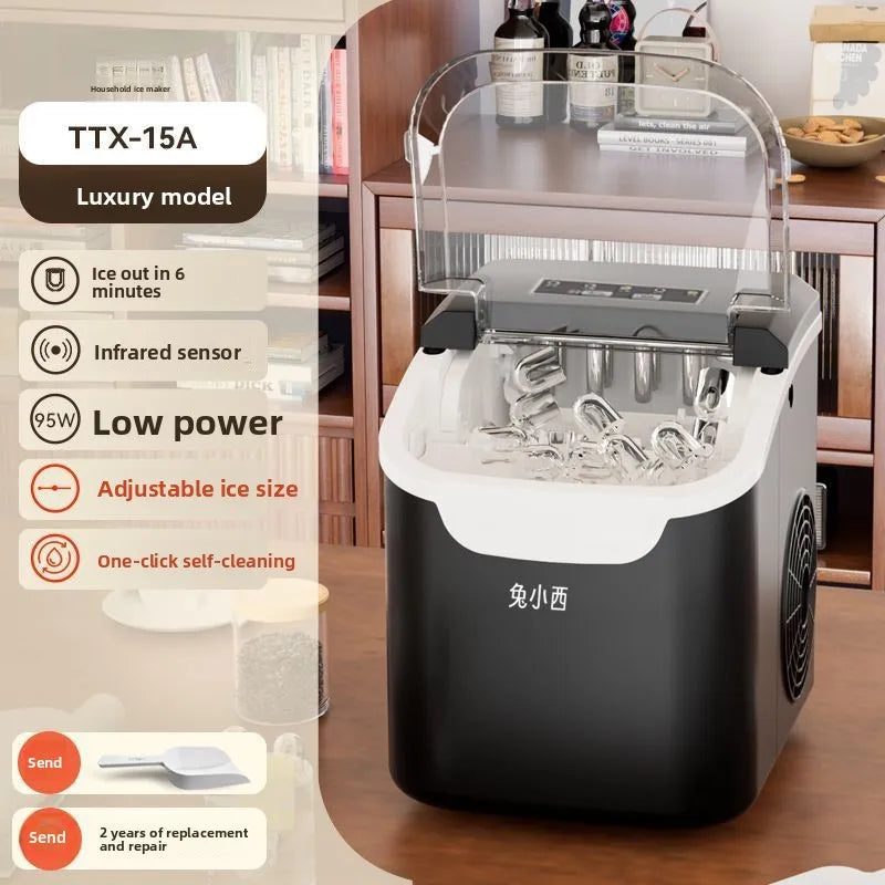 HAOYUNMA 95W Ice Maker 12KG/Day Round Ice Auto-Clean Machine Countertop Ice Maker Qst black-gj