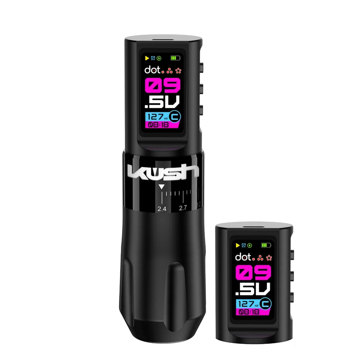 YRYTAT KUSH Wireless Tattoo Pen Machine | 7 Stroke 1800mAh Wireless Tattoo Machine Qme Black Dual Batteries