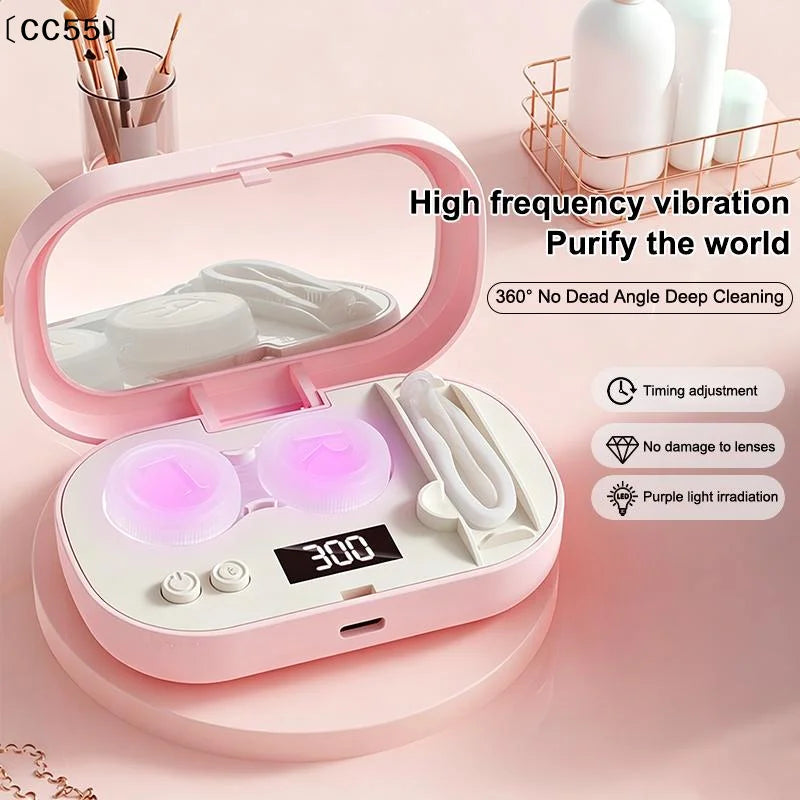 Portable Ultrasonic Contact Lens Cleaner Case USB-C Lens Cleaning Device Qst