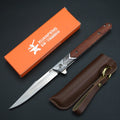 XUAN FENG Sandalwood Folding Knife – D2 Steel HRC 59 Folding Pocket Knife Qst A