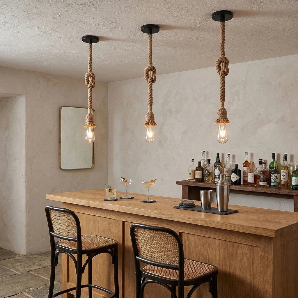 Vintage Hemp Rope Retro Ceiling Pendant Light E27 Loft Ceiling Pendant Light Qme
