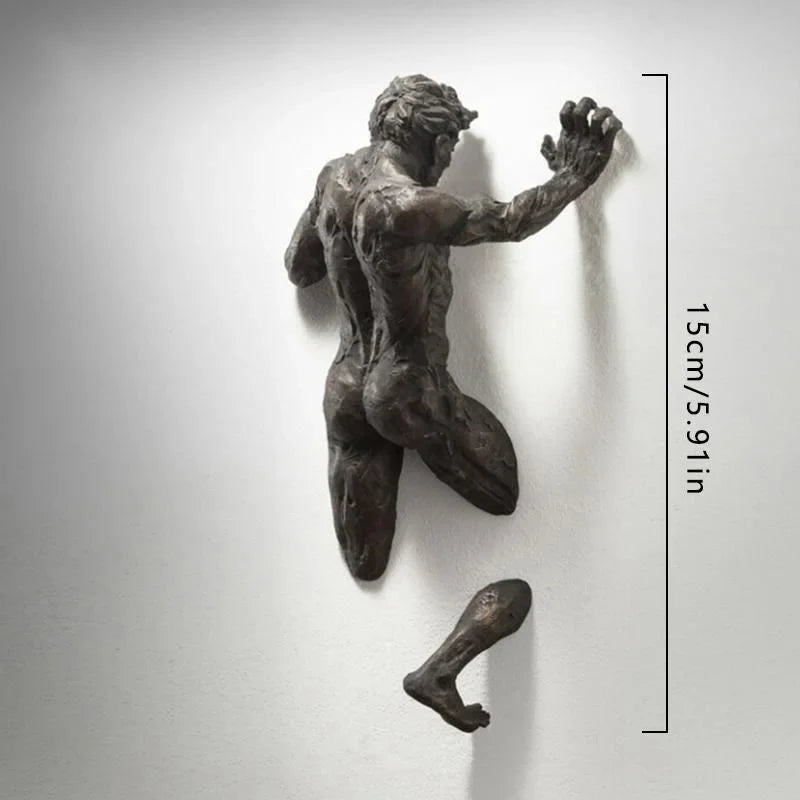 3D Through-Wall Figure Resin Sculpture | Wall Art Decor Wall Sculpture Decor Qme C4