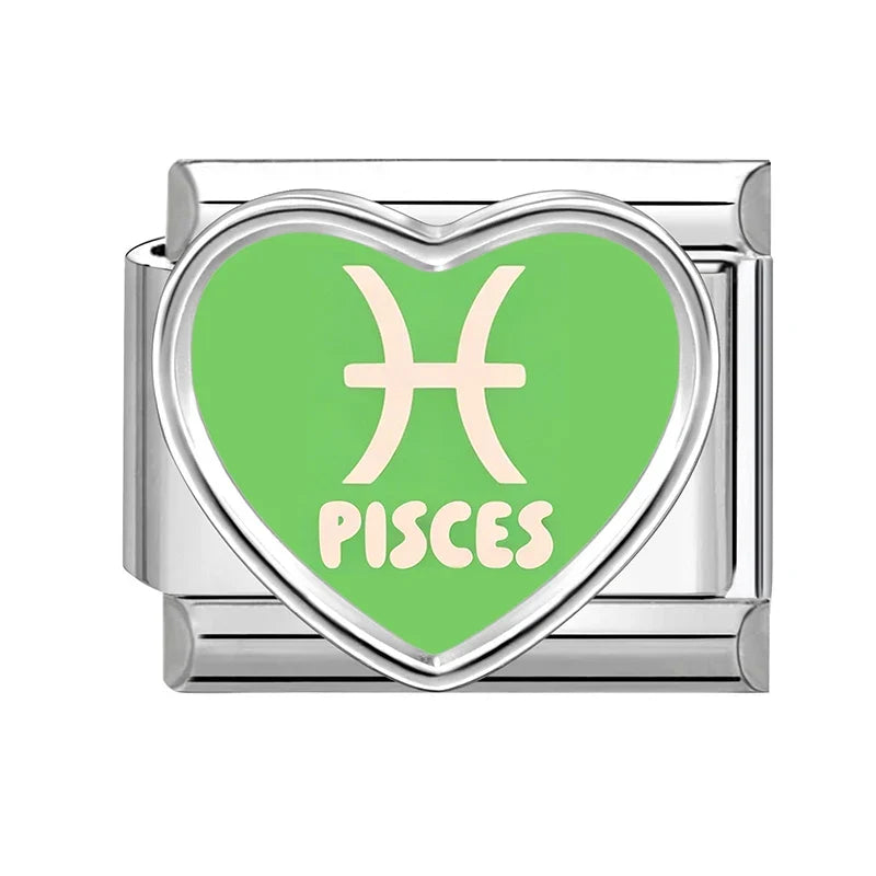 Zodiac Italian Charms – Virgo, Leo & Taurus Stainless Steel Charm Bracelet Links Qme Style 12
