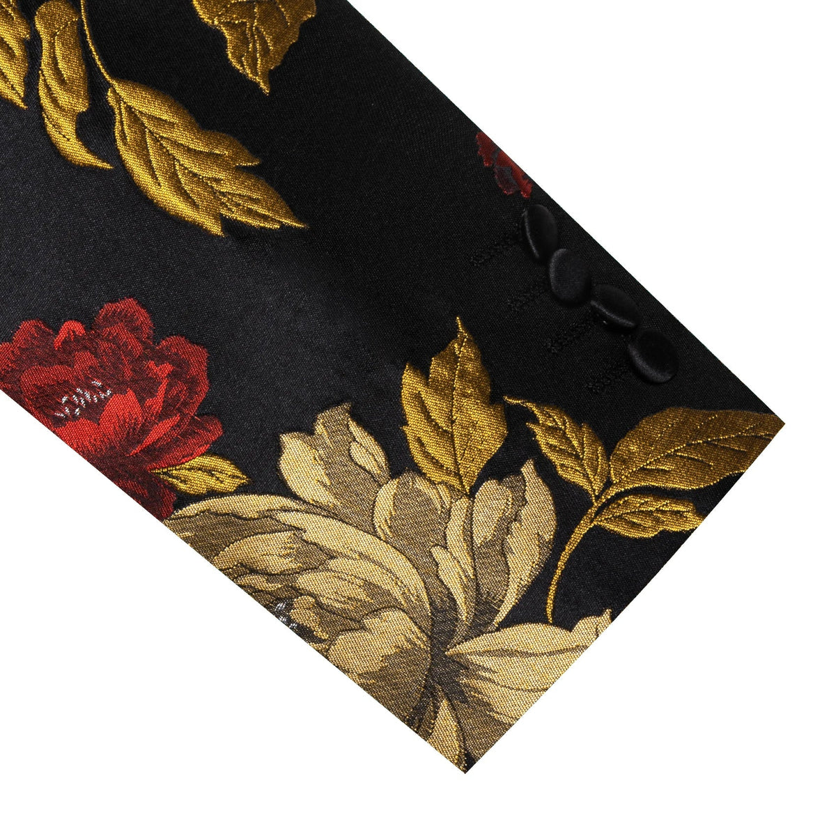 Men's Floral Jacquard Shawl Lapel Blazer – Black Gold Red Floral Jacquard Blazer Qme