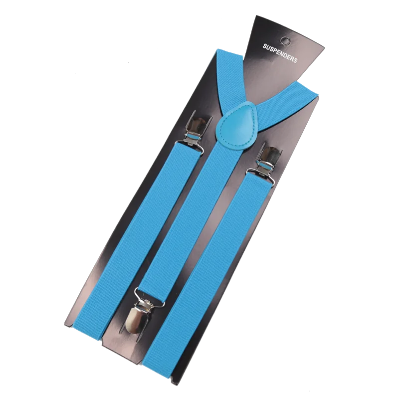 Unisex Elastic Leather Suspenders Braces – 26 Colors Suspenders & Braces Qme SKY BLUE China Mainland