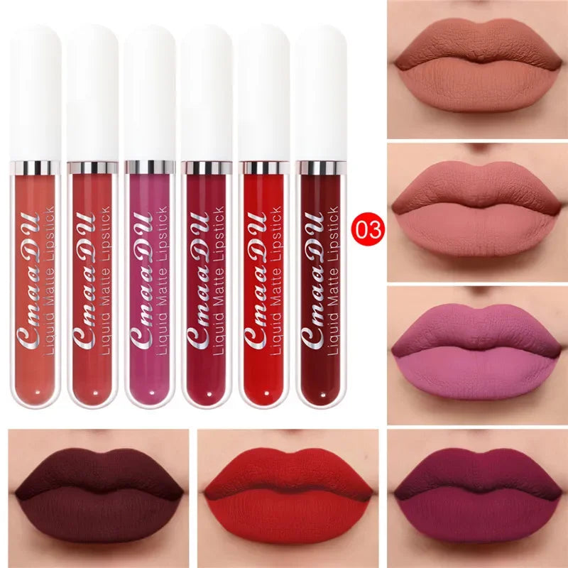 6-Color Matte Lip Gloss Set – Waterproof & Moisturizing Lipstick Matte Lip Gloss Set Qme