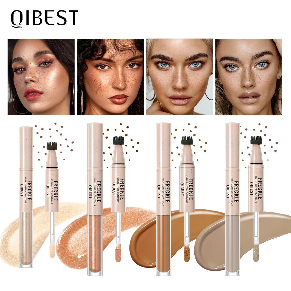 QIBEST Double-Ended Freckle Pen & Highlighter – Matte Finish Freckle & Highlight Pen Qme