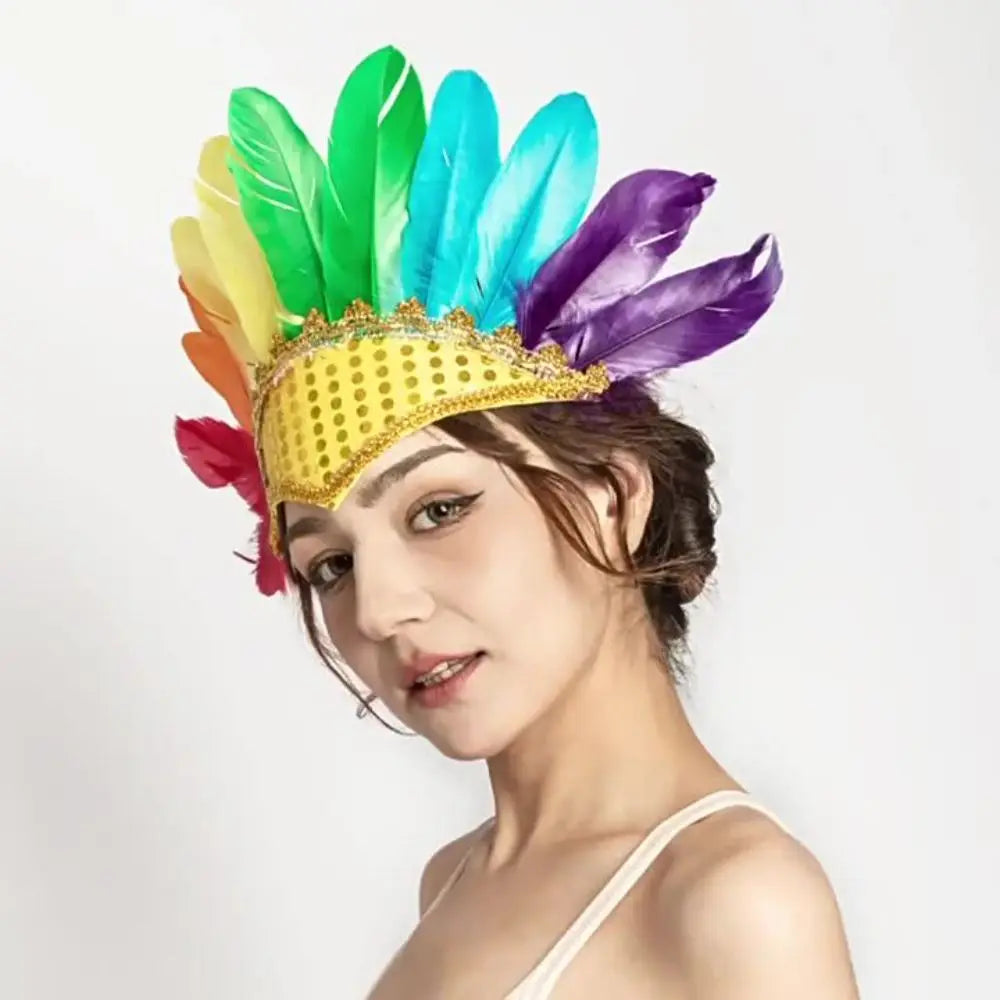 Adjustable Colorful Feather Headdress – Carnival & Costume Costume Headdress Qme