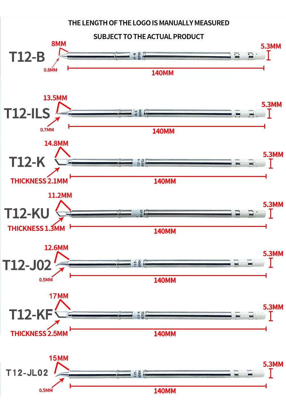 Lefavor T12 Soldering Iron Tips for FX951 FX-952 Station Soldering Iron Tips Qme