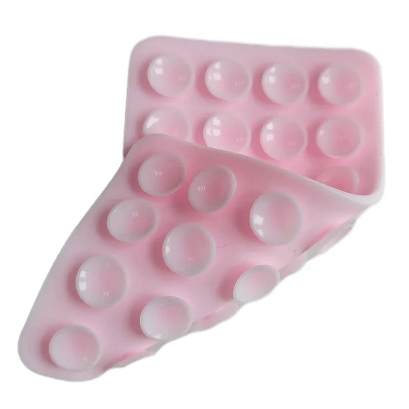 Double-Sided Silicone Suction Pad Phone Fixture – 28 Suckers Phone Suction Mount Qme Light pink