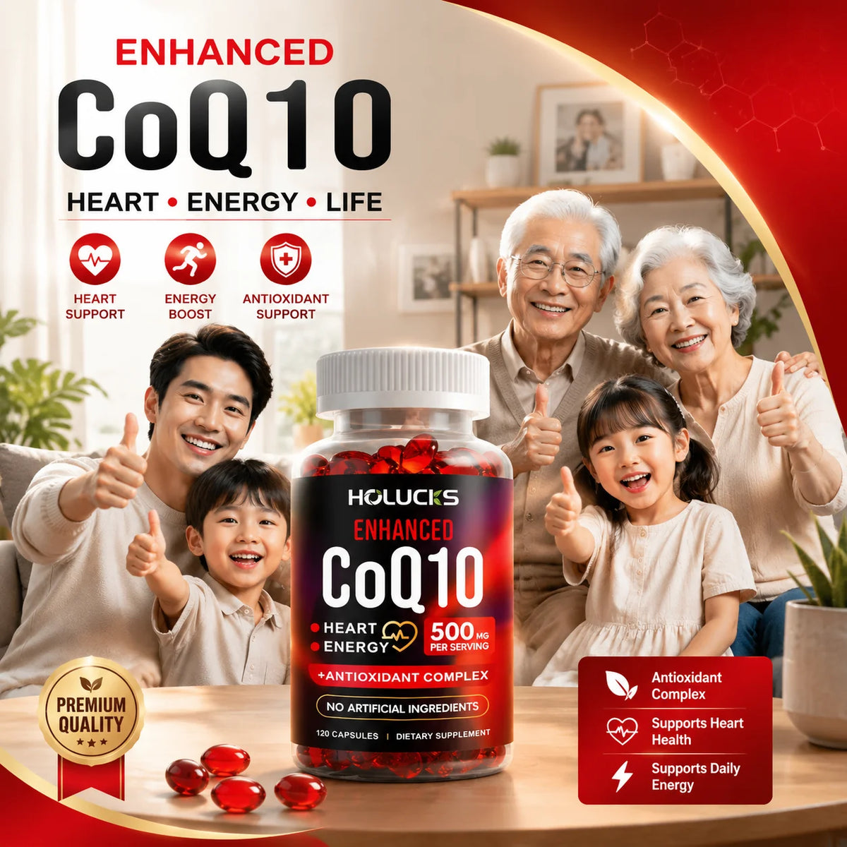 Liposomal CoQ10 with Citrus Bergamot & Grape Seed – 120ct CoQ10 Supplement Qst
