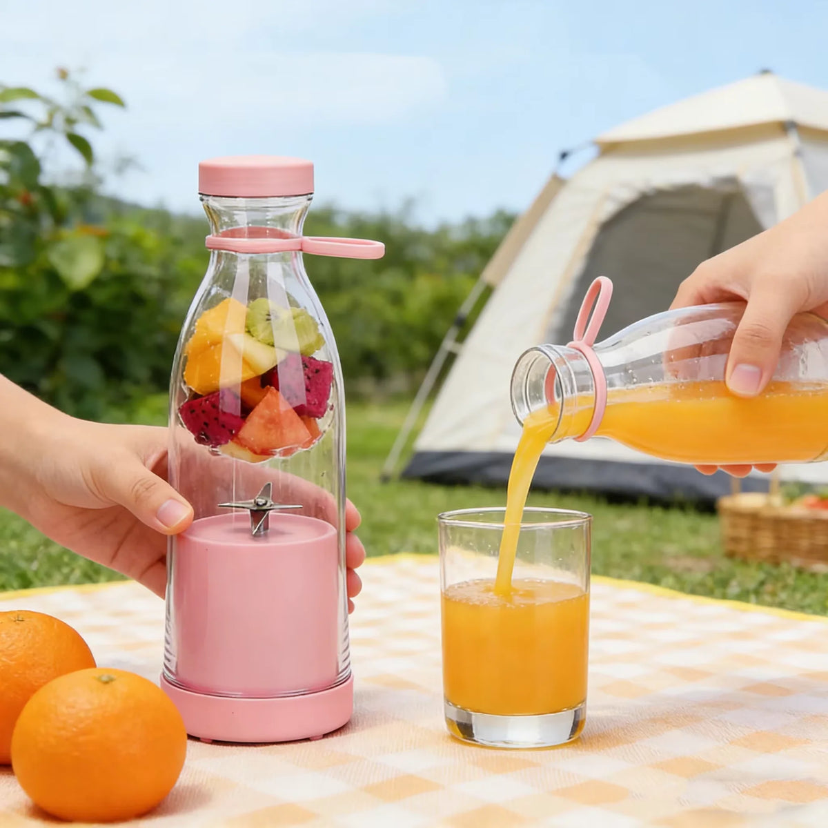 420ml Portable Mini Blender – 6-Blade USB Rechargeable Juicer Cup Portable Juicer Blender Qst
