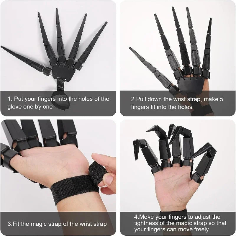 Halloween Articulated Skeleton Fingers Cosplay Hand Prop Costume Prop Qme