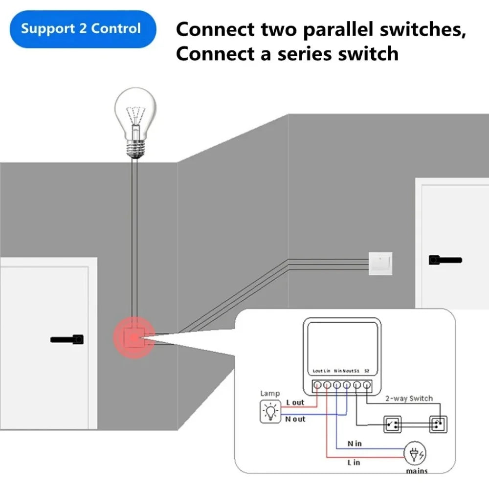 16A Mini Smart Switch RF433 MHz | App & Voice Control Smart Home Switch Qme
