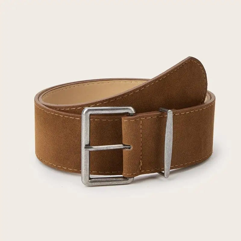 Women's Wide Faux Leather Belt – Vintage Y2K Pin Buckle Wide Fashion Belt Qst A4