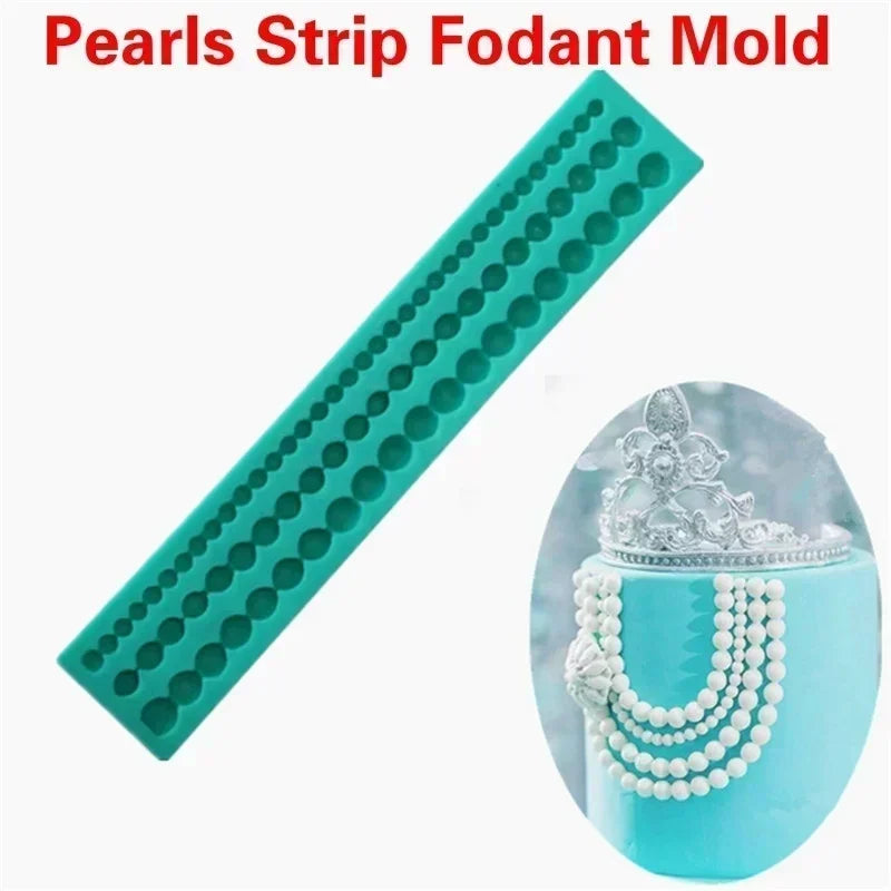 Silicone Pearl Strip Mold – Fondant, Chocolate & Cake Decor Silicone Baking Mold Qme