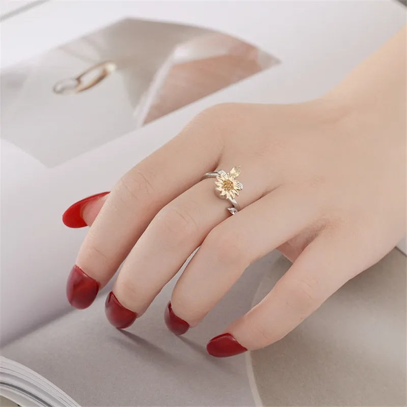 Women's Y2K Daisy Flower Bead Fidget Spinner Ring – 6 Colors Fidget Spinner Ring Qme