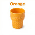 Colorful Ceramic Ice Cream Mug – Waffle Cone Design Cup Ceramic Dessert Mug Qme Orange 1
