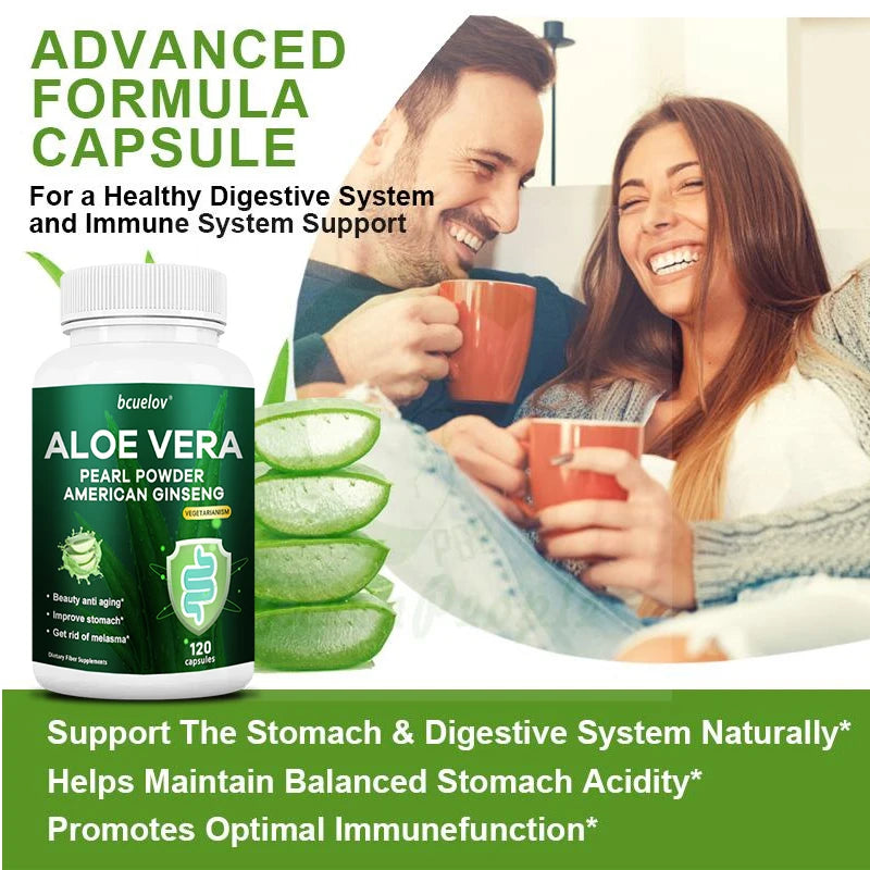 Aloe Vera Pearl Powder Capsules – Organic, Vegan, Non-GMO Herbal Supplement Qst