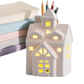 Christmas Ceramic Light-Up House Table Centerpiece | Holiday Decor Christmas Centerpiece Qme A China Mainland