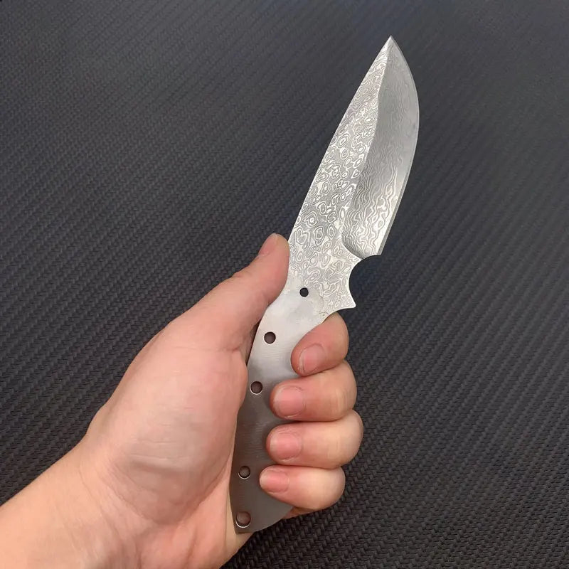 Damascus Steel Fixed Blade DIY Knife Blank – Camping & Outdoor Fixed Blade Knife Qst