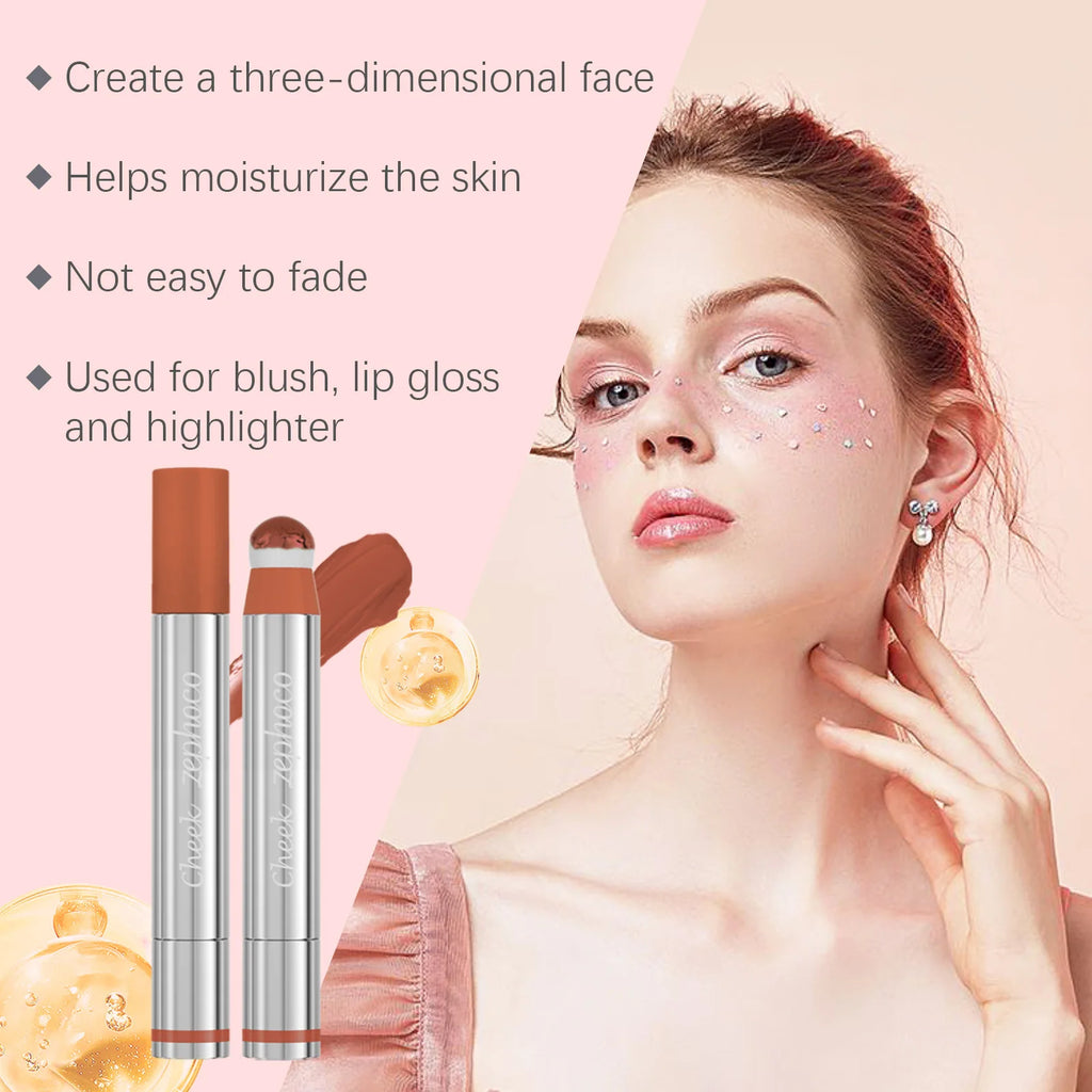 Liquid Blush Stick Sponge Tip – Waterproof Long-Lasting Cheek Tint Liquid Blush Stick Qst