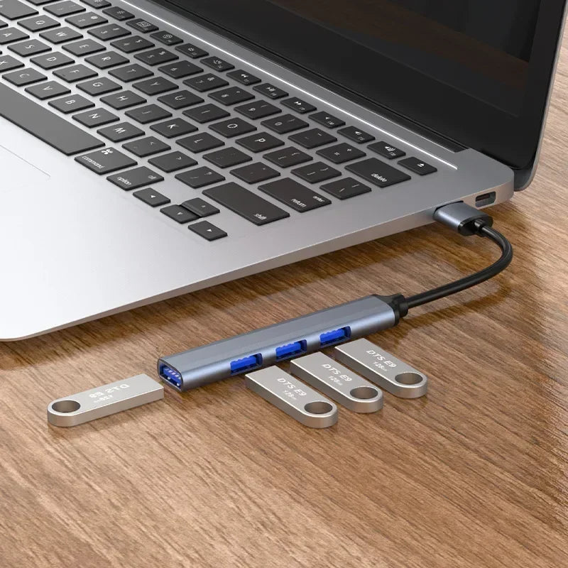 4-Port USB 3.0 Hub Mini Aluminum Alloy Adapter – 5Gbps USB Hub Qme