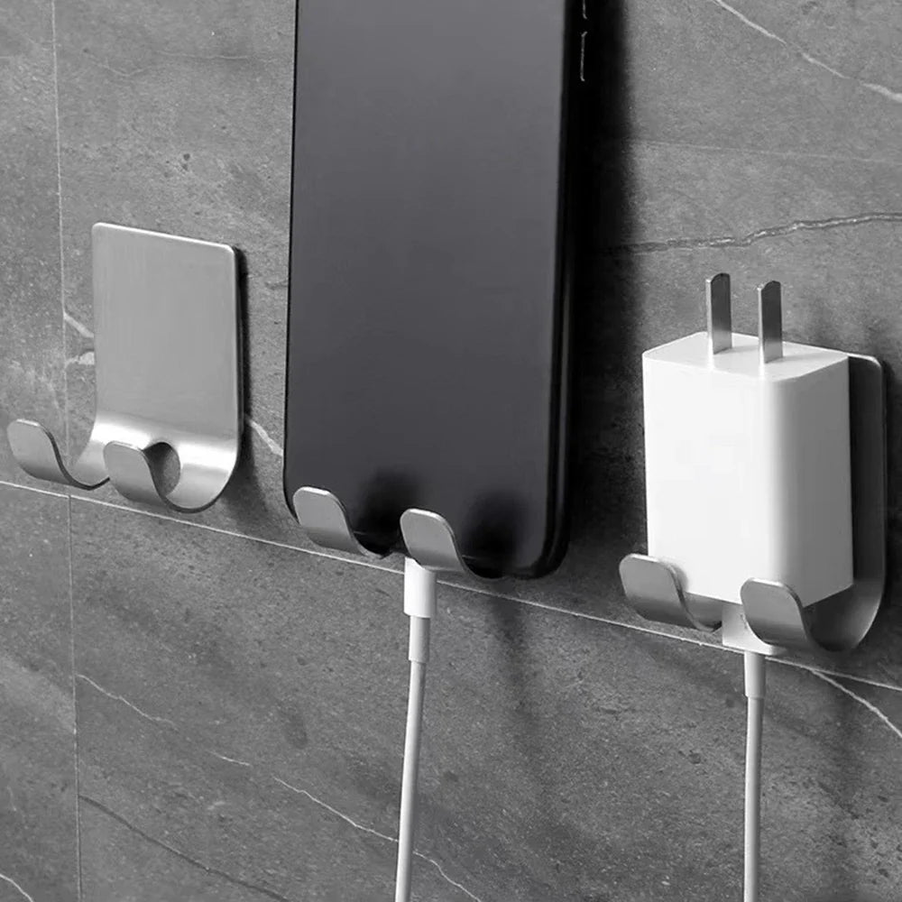 Punch-Free Razor Holder Wall Hook – Space Aluminum No-Drill Bathroom Wall Hook Qme