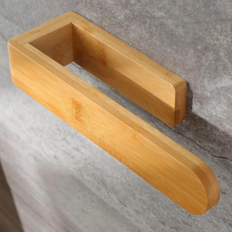 No-Drill Bamboo Towel Rack & Wall Shelf – Kitchen & Bath Wall-Mounted Towel Rack Qme