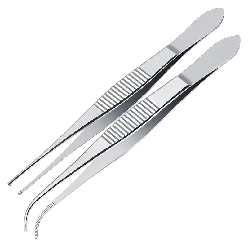 Qme Precision Stainless Steel Tweezers – Elbow & Hook Tip Cosmetic Tweezers Qme