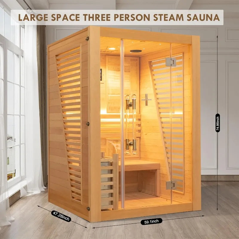 SMARTMAK 2-3 Person Canadian Hemlock Home Sauna WiFi 4.5kW Indoor Sauna Room Qst