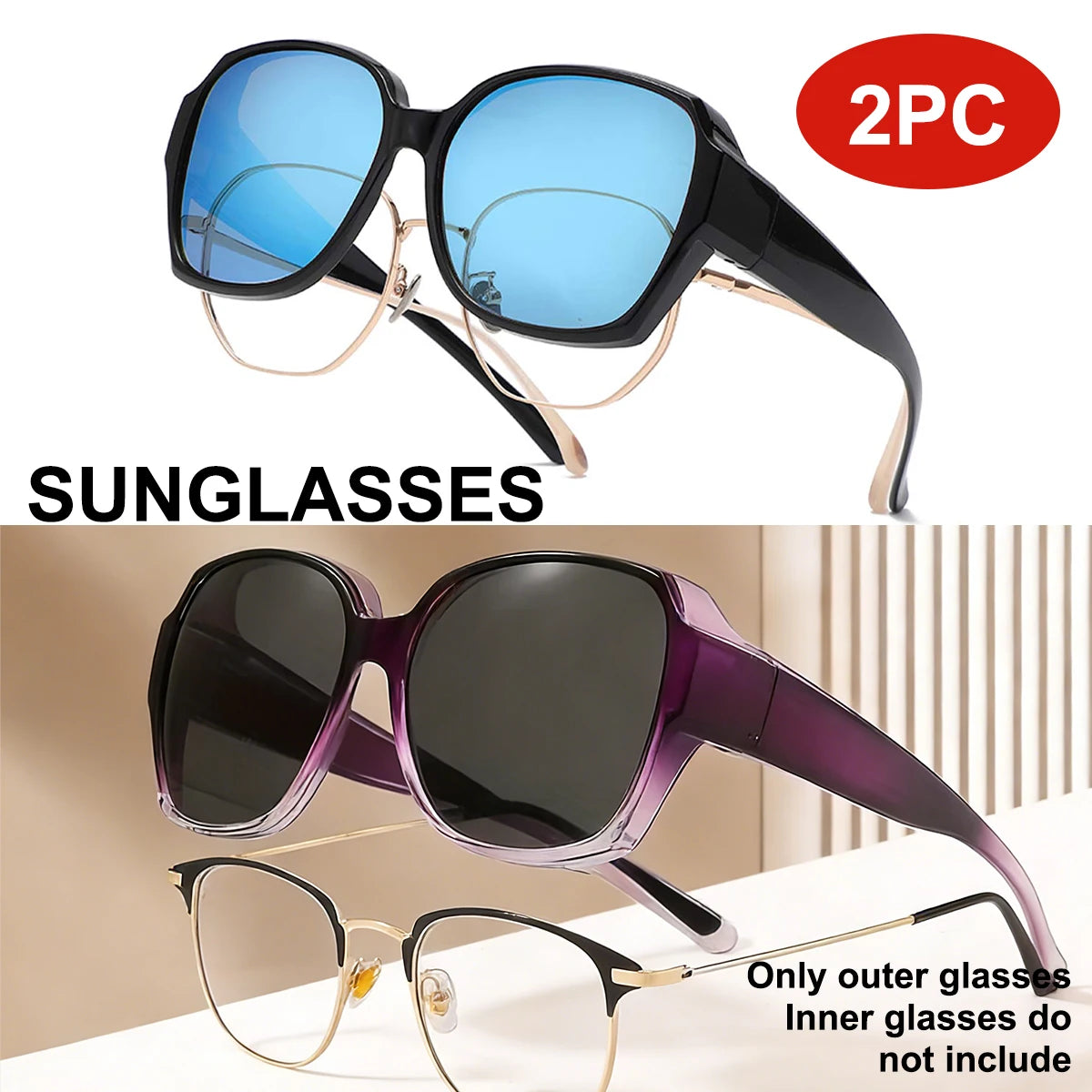 VOPHA T01 Polarized Fit-Over Sunglasses UV400 Unisex Polarized Sunglasses Qst 2PC