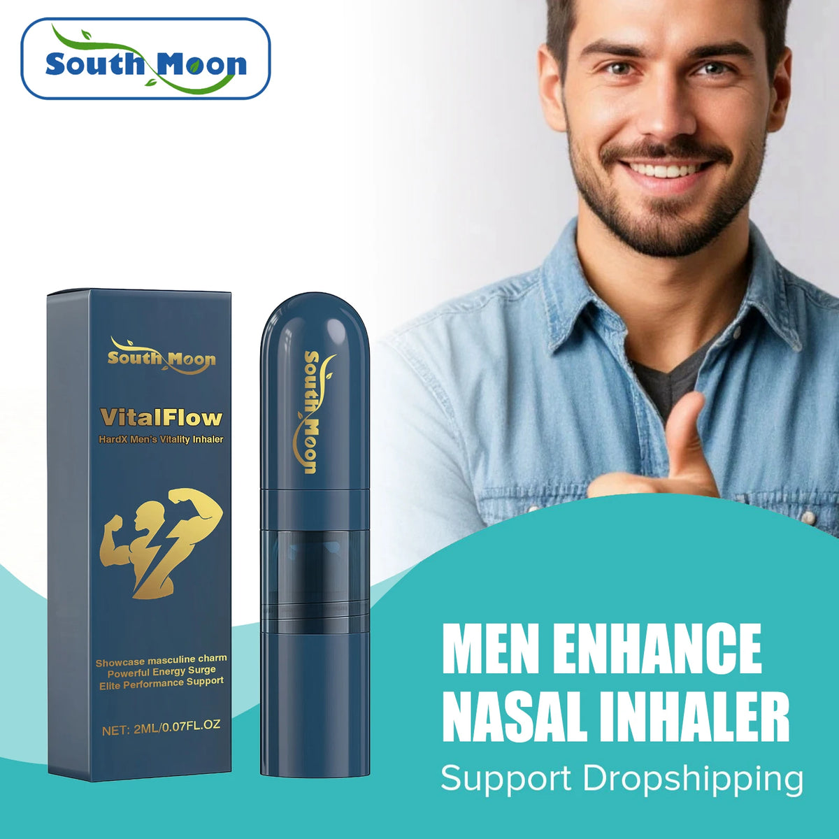 South Moon Men's Energizing Nasal Inhaler – Focus & Refresh Aromatherapy Inhaler Qst