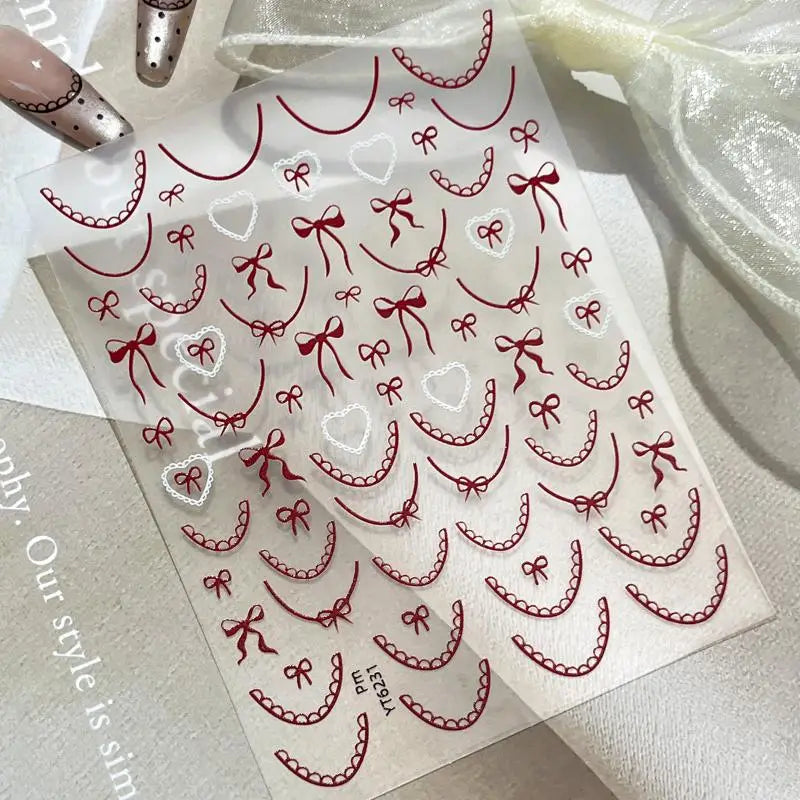 3D Nail Art Stickers – Love Heart, Bowknot & French Decals Nail Art Stickers Qst