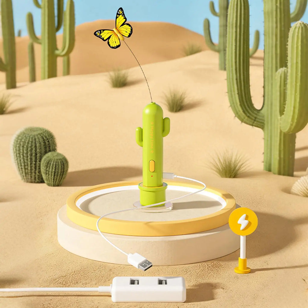 Rechargeable Electric Cat Self-Play Toy Stick & Suction Cup Interactive Cat Toy Qme
