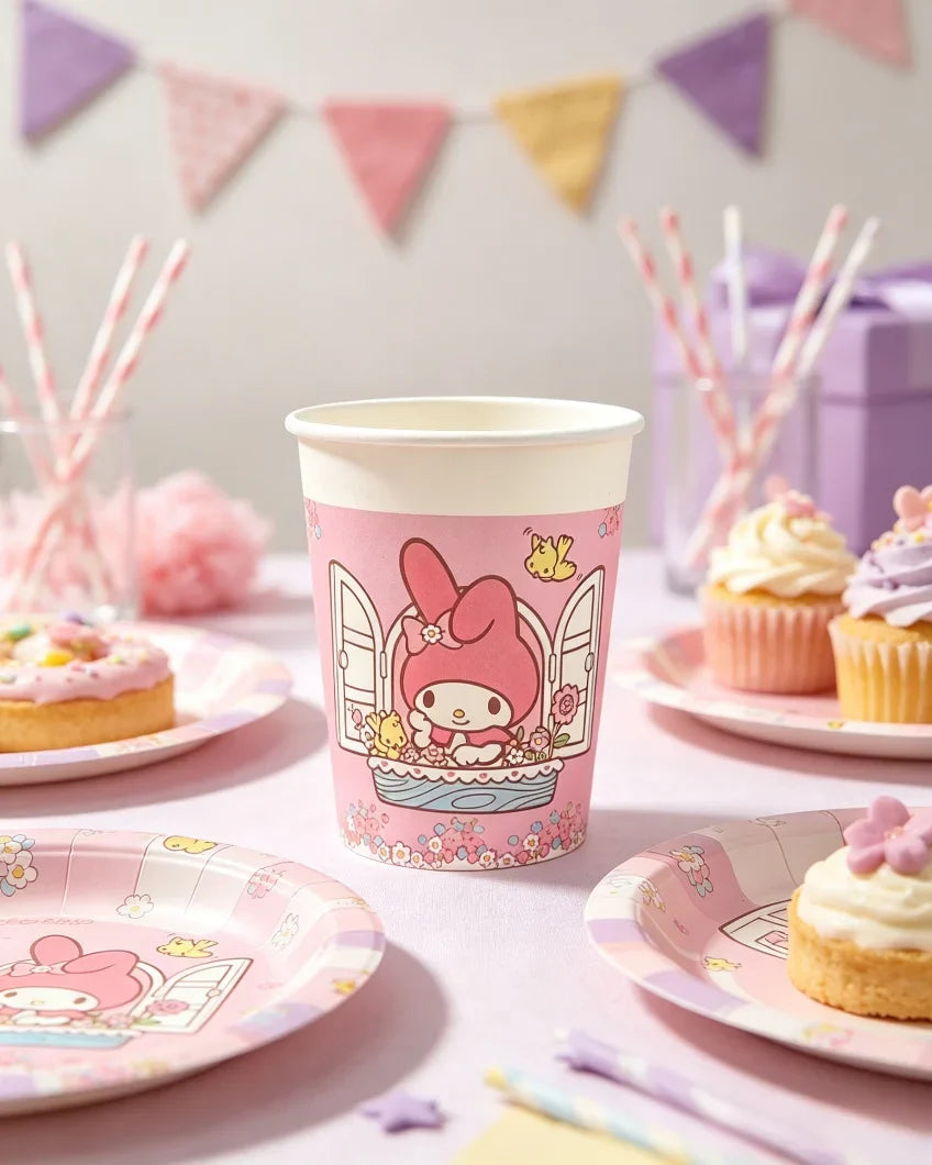 Hello Kitty & Kuromi Birthday Party Disposable Tableware Set Party Tableware Set Qme 2 Pack of 10