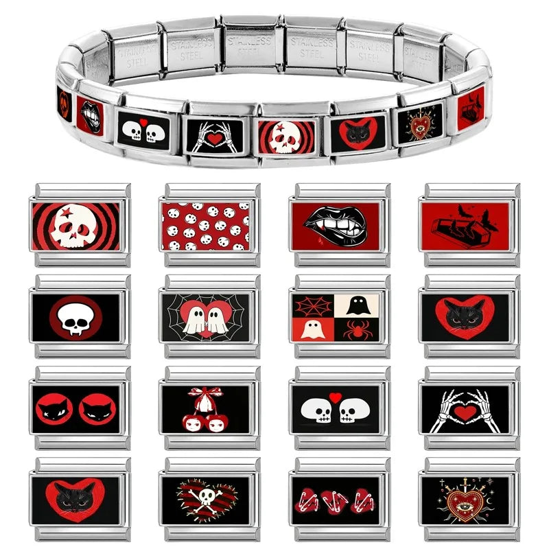 Halloween Star Ghost Cat Charms for Italian Link Bracelets Bracelet Charms Qme