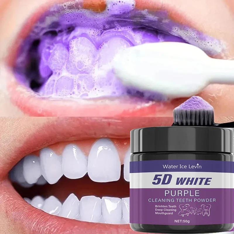Purple Sulfate-Free Tooth Polishing Whitening Powder 50g Tooth Polishing Powder Qme