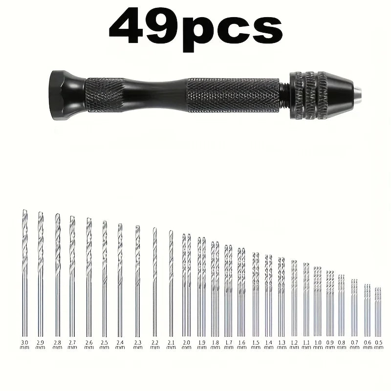 Ergonomic Aluminum Hand Drill Kit – Keyless Chuck & Alloy Bits Hand Drill Kit Qme 49PCS