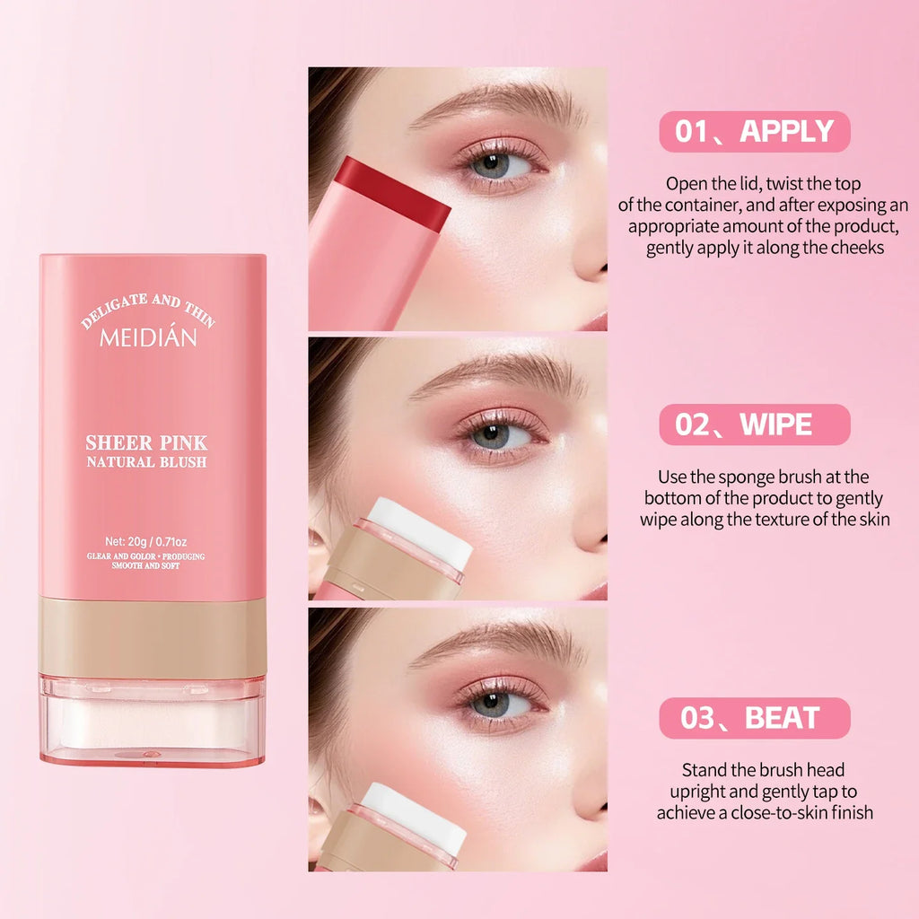 Qme Blusher Stick – Natural Finish, Long-Lasting Blush Blush Stick Qme