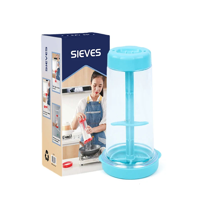 Rotating Flour Sieve Cup – Hand-Held Semi-Auto Baking Sifter Flour Sifter Cup Qst Blue