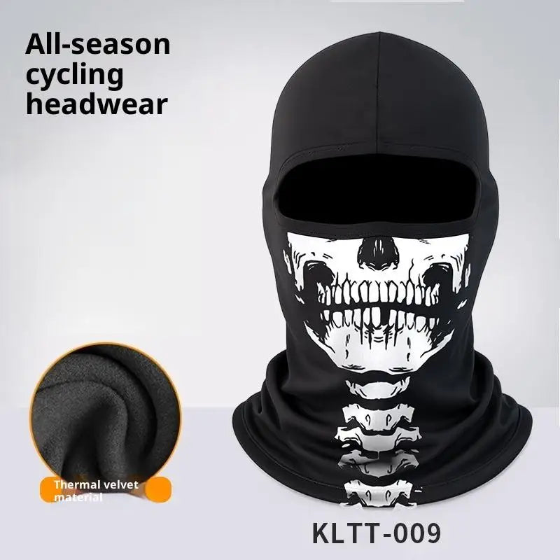 Skull Print Balaclava Full Face Mask – Windproof Helmet Liner Balaclava Face Mask Qst A8
