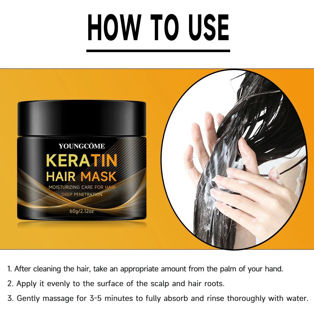 YOUNGCOME Keratin Vitamin Hair Mask – Deep Conditioning Treatment Hair Conditioning Mask Qst