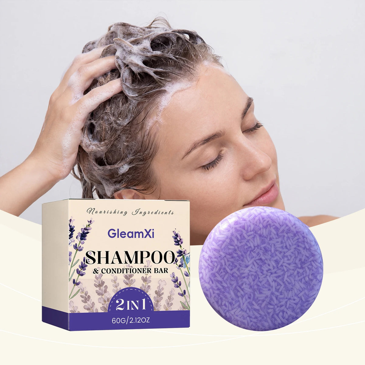 Gleamxi Lavender Shampoo Soap Bar – Oil Control & Dandruff Shampoo Bar Qst