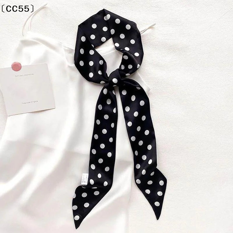 Women's Polka Dot Narrow Long Scarf – Ribbon, Headband & Bag Tie Narrow Long Scarf Qst